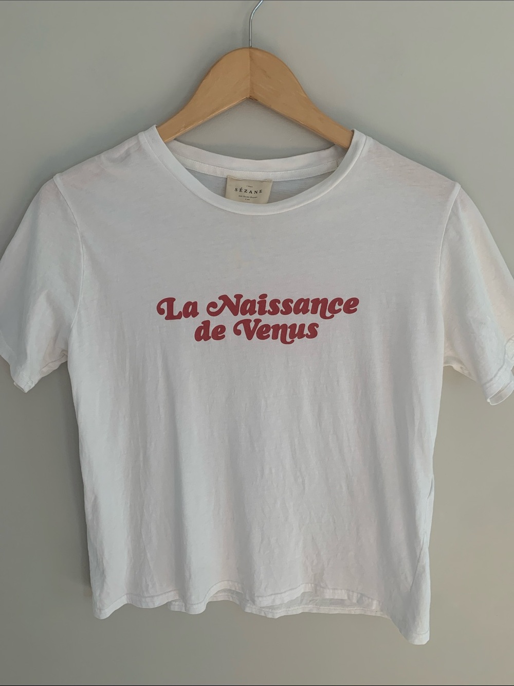 Sezane La Naissance de Venus Cotton Graphic Tee Shirt White Small